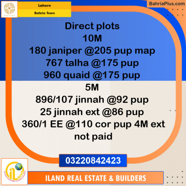 Residential Plot for Sale in Bahria Town, Lahore - (BP-348610)