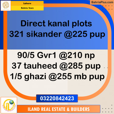 Residential Plot for Sale in Bahria Town, Lahore - (BP-348611)