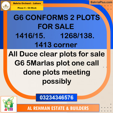 5 Marla Residential Plot for Sale in Phase 4 - G6 Block -  Bahria Orchard, Lahore - (BP-348646)