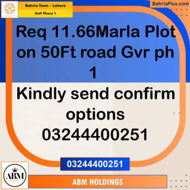 10 Marla Residential Plot for Sale in Golf Phase 1 -  Bahria Town, Lahore - (BP-348669)
