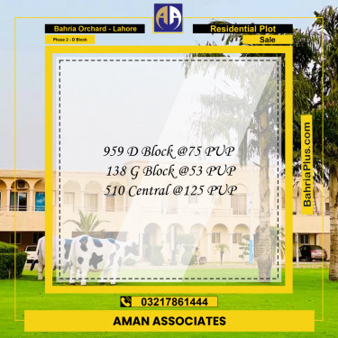 8 Marla Residential Plot for Sale in Phase 2 - D Block -  Bahria Orchard, Lahore - (BP-348724)