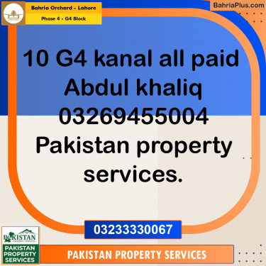 1 Kanal Residential Plot for Sale in Phase 4 - G4 Block -  Bahria Orchard, Lahore - (BP-348824)
