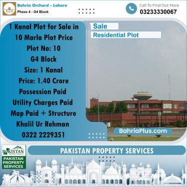 1 Kanal Residential Plot for Sale in Phase 4 - G4 Block -  Bahria Orchard, Lahore - (BP-348825)