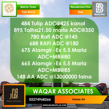 10 Marla Residential Plot for Sale in Sector F - Tipu Sultan Block -  Bahria Town, Lahore - (BP-348836)
