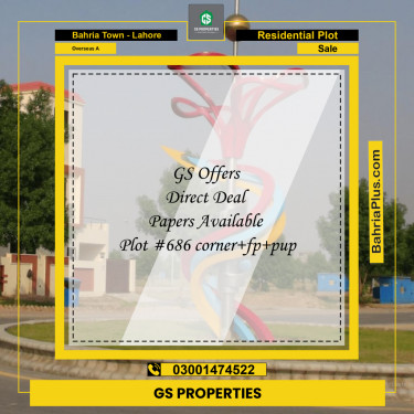 24 Marla Residential Plot for Sale in Overseas A -  Bahria Town, Lahore - (BP-348848)