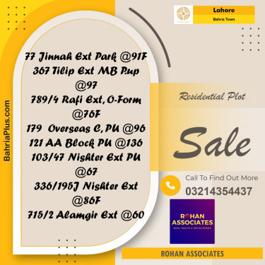 Residential Plot for Sale in Bahria Town, Lahore - (BP-348964)