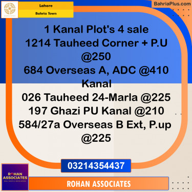 Residential Plot for Sale in Bahria Town, Lahore - (BP-348965)