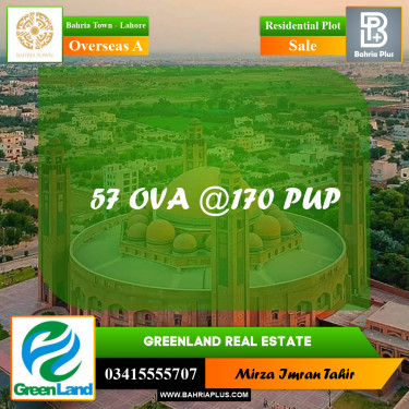 10 Marla Residential Plot for Sale in Overseas A -  Bahria Town, Lahore - (BP-349025)