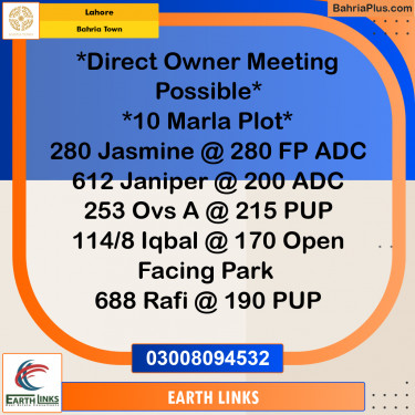 10 Marla Residential Plot for Sale in Bahria Town, Lahore - (BP-349047)