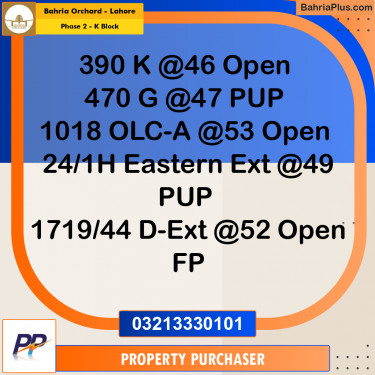 5 Marla Residential Plot for Sale in Phase 2 - K Block -  Bahria Orchard, Lahore - (BP-349085)