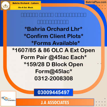 5 Marla Residential Plot for Sale in OLC-A Ext. Block -  Bahria Orchard, Lahore - (BP-349098)