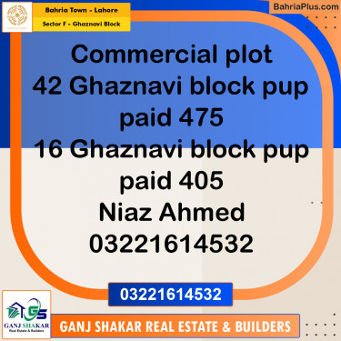 5 Marla Residential Plot for Sale in Sector F - Ghaznavi Block -  Bahria Town, Lahore - (BP-349107)