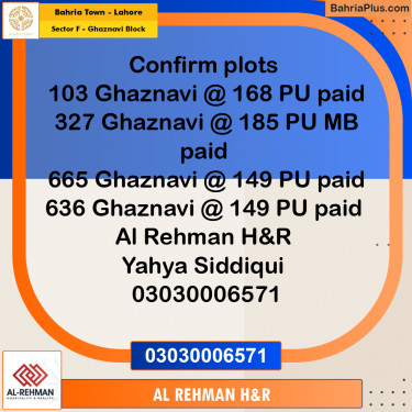 10 Marla Residential Plot for Sale in Sector F - Ghaznavi Block -  Bahria Town, Lahore - (BP-349167)