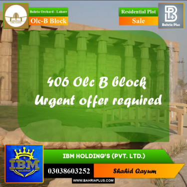5 Marla Residential Plot for Sale in OLC-B Block -  Bahria Orchard, Lahore - (BP-349184)