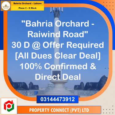 8 Marla Residential Plot for Sale in Phase 2 - D Block -  Bahria Orchard, Lahore - (BP-349208)