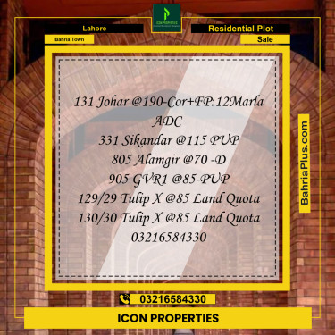 Residential Plot for Sale in Bahria Town, Lahore - (BP-349216)