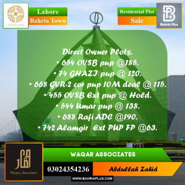 Residential Plot for Sale in Bahria Town, Lahore - (BP-349289)