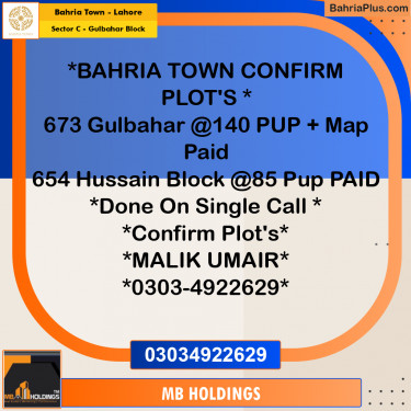 10 Marla Residential Plot for Sale in Sector C - Gulbahar Block -  Bahria Town, Lahore - (BP-349387)