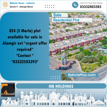 5 Marla Residential Plot for Sale in Sector F - Alamgir Block -  Bahria Town, Lahore - (BP-349396)