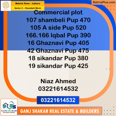 5 Marla Residential Plot for Sale in Sector C - Chambeli Block -  Bahria Town, Lahore - (BP-349426)