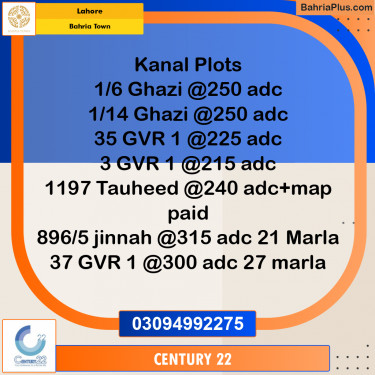 1 Marla Residential Plot for Sale in Bahria Town, Lahore - (BP-349455)