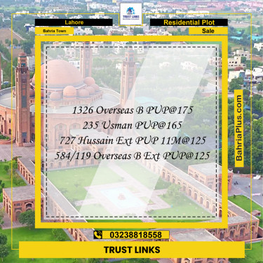 Residential Plot for Sale in Bahria Town, Lahore - (BP-349472)