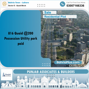 Residential Plot for Sale in Sector E - Quaid Block -  Bahria Town, Lahore - (BP-349535)