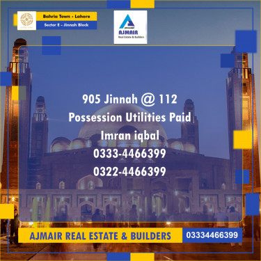 5 Marla Residential Plot for Sale in Sector E - Jinnah Block -  Bahria Town, Lahore - (BP-349649)