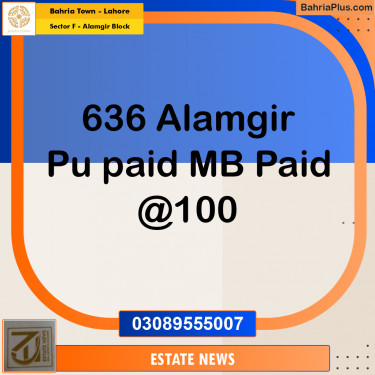 Residential Plot for Sale in Sector F - Alamgir Block -  Bahria Town, Lahore - (BP-349667)