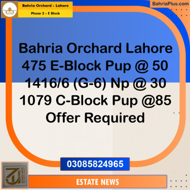 5 Marla Residential Plot for Sale in Phase 2 - E Block -  Bahria Orchard, Lahore - (BP-349763)