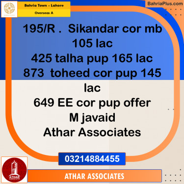 10 Marla Residential Plot for Sale in Overseas A -  Bahria Town, Lahore - (BP-349810)