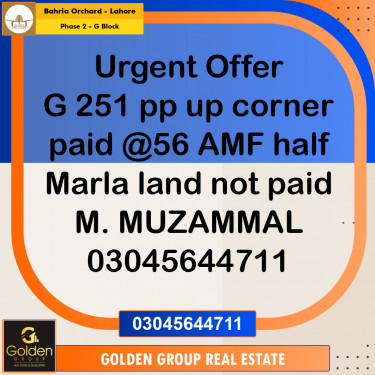5 Marla Residential Plot for Sale in Phase 2 - G Block -  Bahria Orchard, Lahore - (BP-349811)