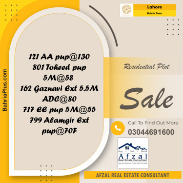 Residential Plot for Sale in Bahria Town, Lahore - (BP-349838)