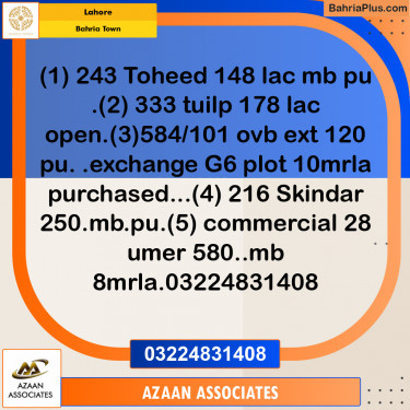 10 Marla Residential Plot for Sale in Bahria Town, Lahore - (BP-349846)