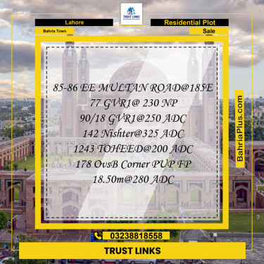 Residential Plot for Sale in Bahria Town, Lahore - (BP-349851)
