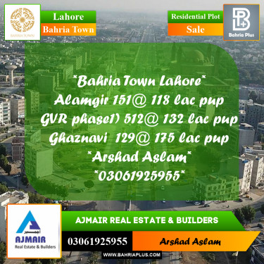 Residential Plot for Sale in Bahria Town, Lahore - (BP-349861)