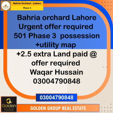 8 Marla Residential Plot for Sale in Phase 3 -  Bahria Orchard, Lahore - (BP-349941)