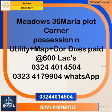 Residential Plot for Sale in Bahria Town, Lahore - (BP-350003)