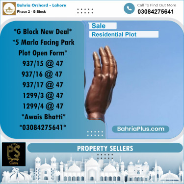 5 Marla Residential Plot for Sale in Phase 2 - G Block -  Bahria Orchard, Lahore - (BP-350041)