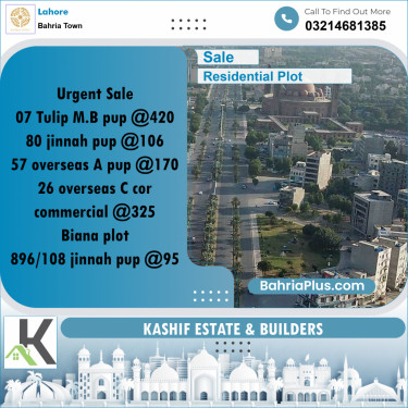 Residential Plot for Sale in Bahria Town, Lahore - (BP-350055)
