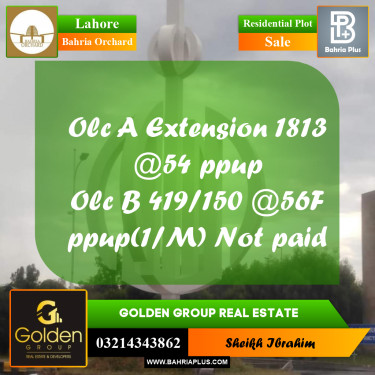 5 Marla Residential Plot for Sale in Bahria Orchard, Lahore - (BP-350063)