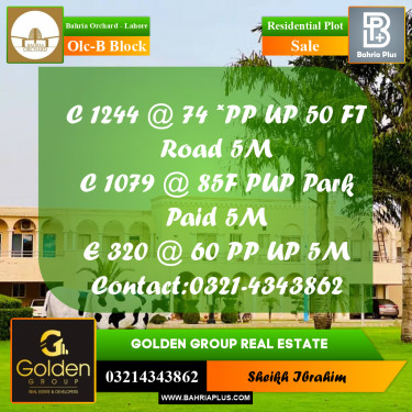 5 Marla Residential Plot for Sale in OLC-B Block -  Bahria Orchard, Lahore - (BP-350067)