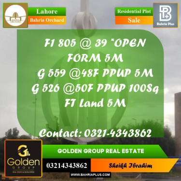 5 Marla Residential Plot for Sale in Bahria Orchard, Lahore - (BP-350069)