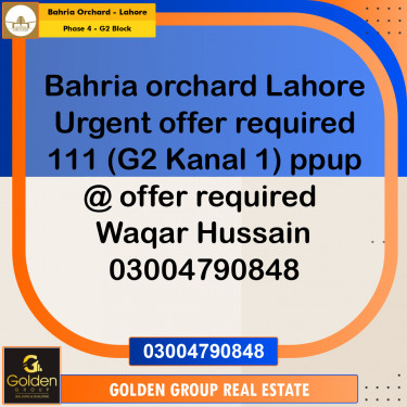 20 Kanal Residential Plot for Sale in Phase 4 - G2 Block -  Bahria Orchard, Lahore - (BP-350093)
