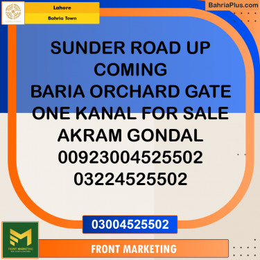 Residential Plot for Sale in Bahria Town, Lahore - (BP-350097)