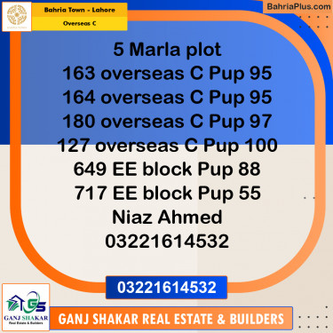 5 Marla Residential Plot for Sale in Overseas C -  Bahria Town, Lahore - (BP-350099)