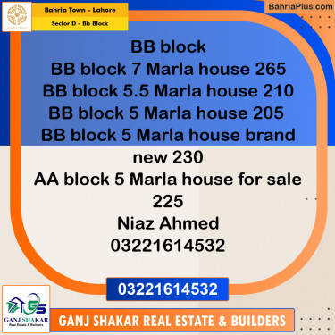 7 Marla Residential Plot for Sale in Sector D - BB Block -  Bahria Town, Lahore - (BP-350116)
