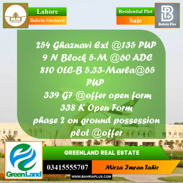 Residential Plot for Sale in Bahria Orchard, Lahore - (BP-350118)