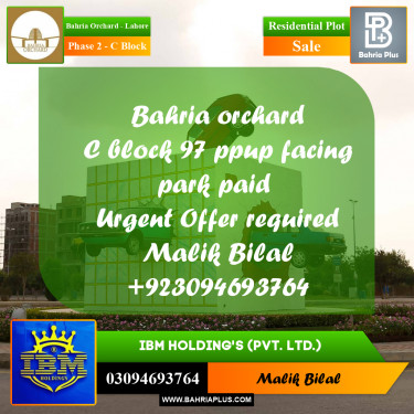 8 Marla Residential Plot for Sale in Phase 2 - C Block -  Bahria Orchard, Lahore - (BP-350121)