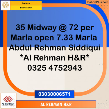 7.33 Marla Residential Plot for Sale in Bahria Town, Lahore - (BP-350157)